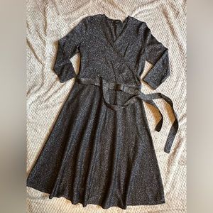 Like New! Talbots Merino Wool Sparkle Wrap Sweater Dress